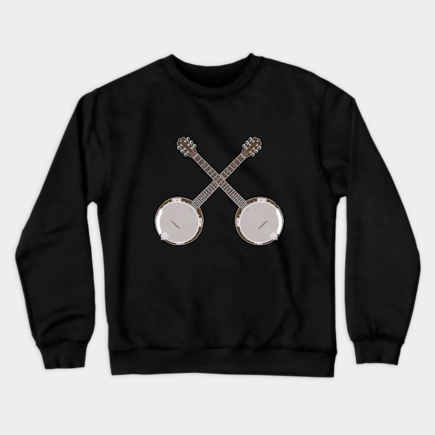 Banjo - Crossed Banjos Crewneck Sweatshirt by Kudostees